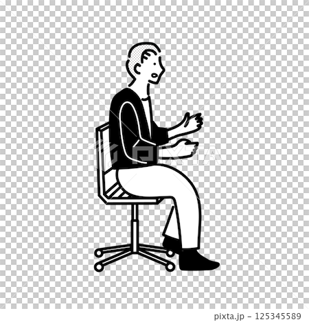 一名男子坐在椅子上的插圖 125345589