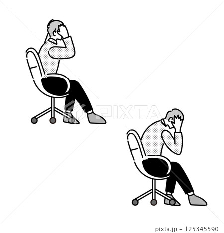 イスに座っている男性のイラスト イスに座っている男性のイラスト 125345590
