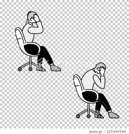 イスに座っている男性のイラスト イスに座っている男性のイラスト 125345590