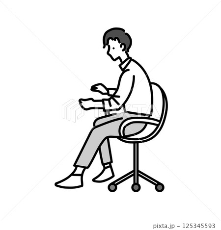 イスに座っている男性のイラスト 125345593