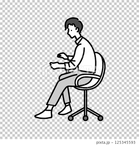 イスに座っている男性のイラスト 125345593