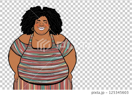 白バックににこやかな笑顔のふくよかな外国人女性のイラスト 125345603