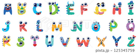 Colorful Monster Alphabet Vector Illustration 125345759
