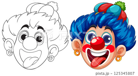 Colorful Clown Vector Illustration with Outline Version 125345807