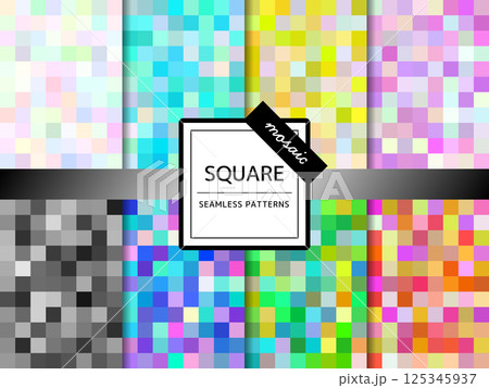 モザイクのシームレスパターンのセット 四角形 125345937