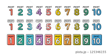 数字 ポイント アイコン 手描き風 セット 数字 ポイント アイコン 手描き風 セット 125346155