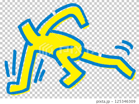 颯爽と飛び越える棒人間。地面の線無し。 125346309