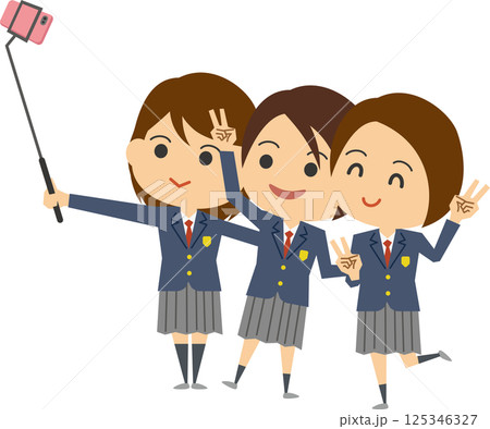 スマホで自撮りをしている女子高生のイメージイラスト 125346327
