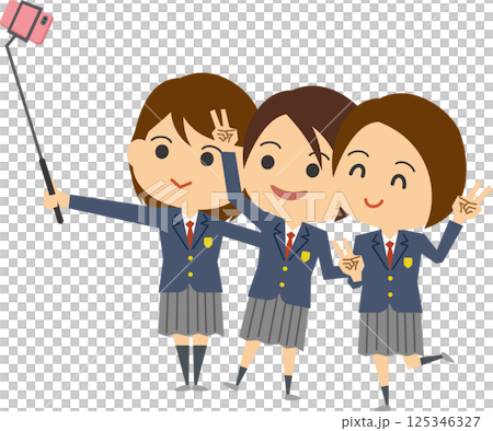 スマホで自撮りをしている女子高生のイメージイラスト 125346327