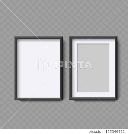 Two Empty Square Frames with Black and White Borders - Vector Two Empty Square Frames with Black and White Borders - Vector 125346332