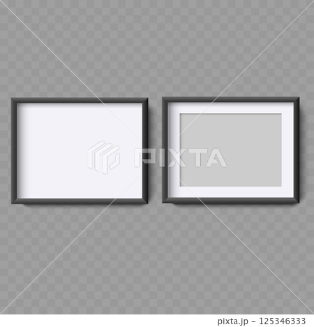 Two Empty Square Frames with Black and White Borders - Vector 125346333