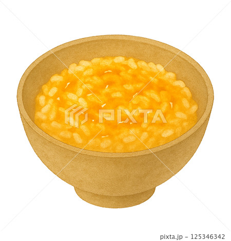 かき混ぜた卵かけご飯の水彩イラスト 125346342