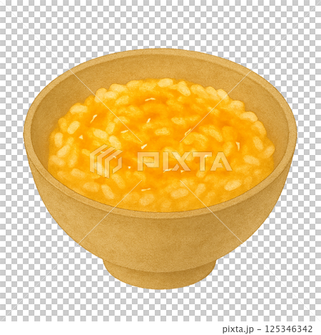 かき混ぜた卵かけご飯の水彩イラスト 125346342