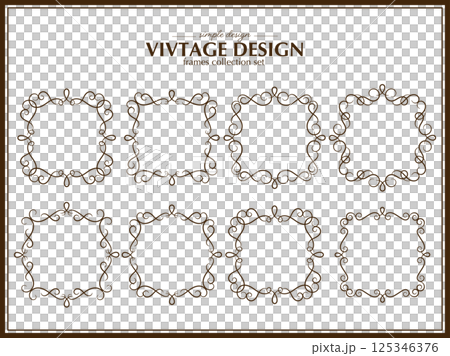 Elegant calligraphic square vintage frames set Elegant calligraphic square vintage frames set 125346376