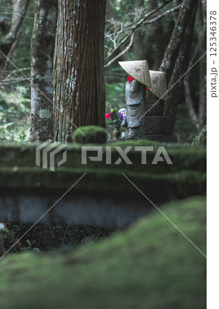 静寂の中の守り手：苔生した森のお地蔵様 125346378