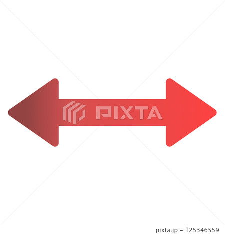 赤いグラデーションのシンプルな左右両方向の角丸の矢印 125346559