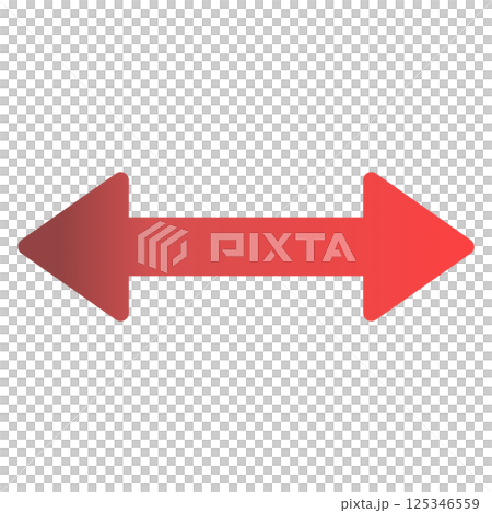 赤いグラデーションのシンプルな左右両方向の角丸の矢印 125346559