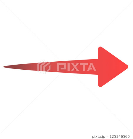 赤いグラデーションの右方向に大きくなるシンプルな角丸の矢印 赤いグラデーションの右方向に大きくなるシンプルな角丸の矢印 125346560