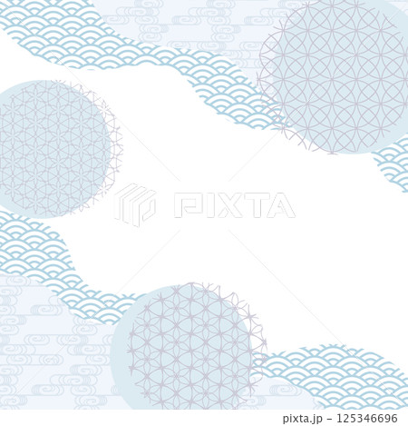 涼しげなペールトーンのモダンな和柄の背景イラスト素材 125346696