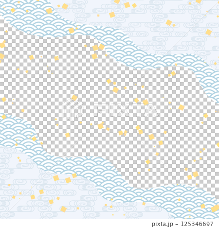 Background illustration of a modern Japanese pattern in a cool pale tone with gold leaf falling Background illustration of a modern Japanese pattern in a cool pale tone with gold leaf falling 125346697