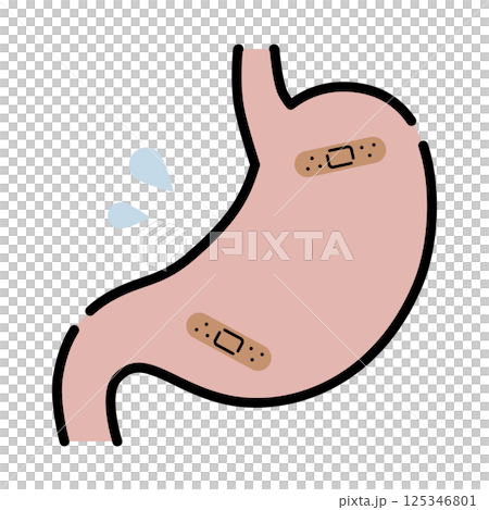 Illustration of a weak stomach 125346801