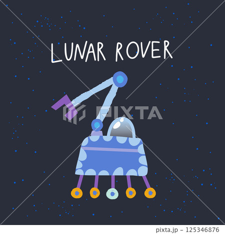 Lunar rover vector illustration on a blue background. 125346876