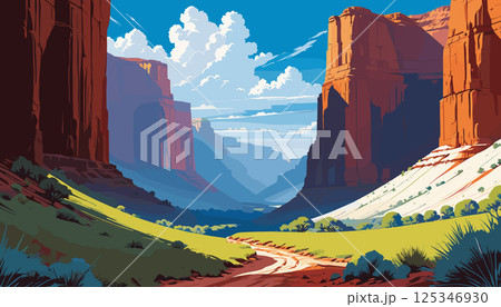 Majestic Canyon Landscape with River View Majestic Canyon Landscape with River View 125346930