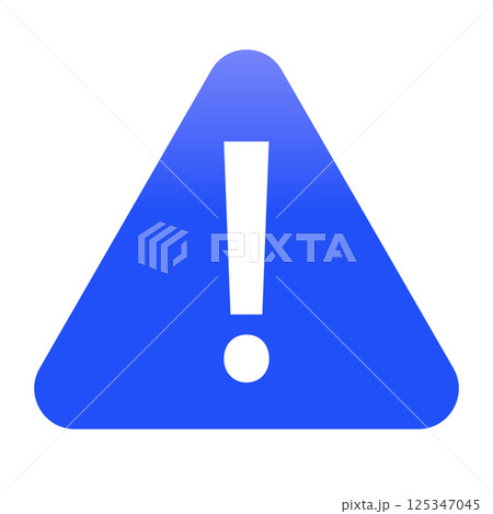 注意マーク・警告アイコン（青・白）／トライアングルタイプ 125347045