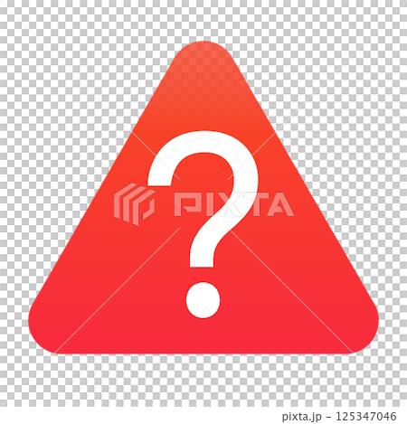 Question mark/attention icon (red/white)/triangle 125347046