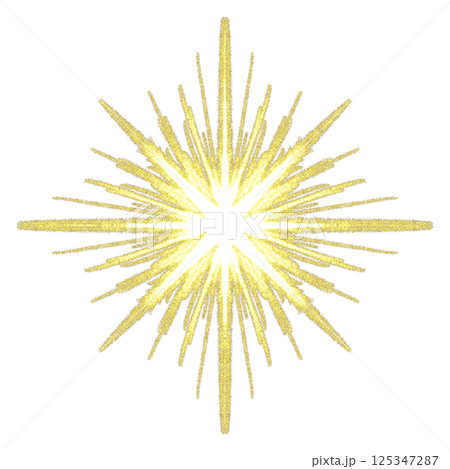 輝く金色の放射状の光エフェクト 125347287