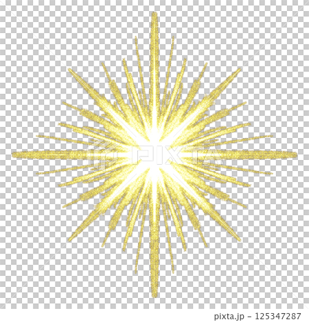 輝く金色の放射状の光エフェクト 125347287
