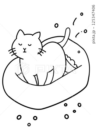 猫がトイレに入っているイラスト 125347406
