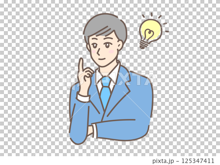 スーツを着た爽やかな印象の、アイデアを思いついた若いビジネスマン スーツを着た爽やかな印象の、アイデアを思いついた若いビジネスマン 125347411