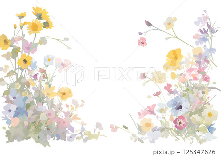 パステルカラーの花フレーム 125347626