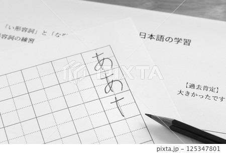 日本語学習　ひらがな　文字　勉強　教育　書き方　書き順 125347801
