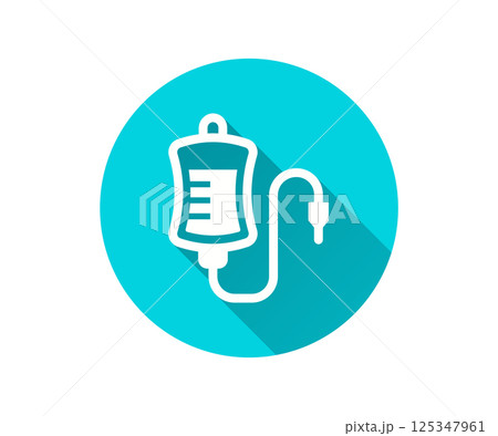 IV bag flat icon with long shadow for graphic and web design. IV bag flat icon with long shadow for graphic and web design. 125347961