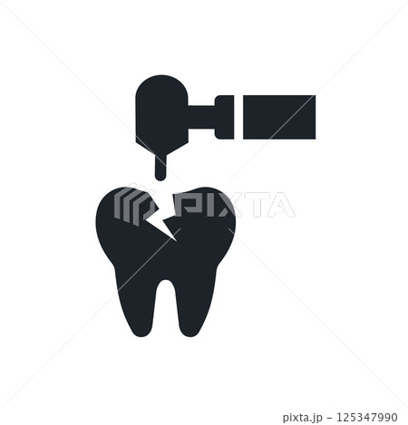 Tooth with drill icon. Vector illustration. Oral treatment symbol. 125347990