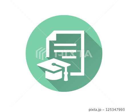 Certificate flat icon with long shadow for graphic and web design. 125347993