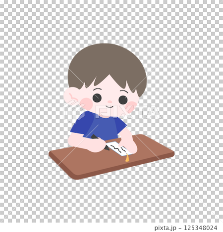 Boy writing a tanzaku Boy writing a tanzaku 125348024