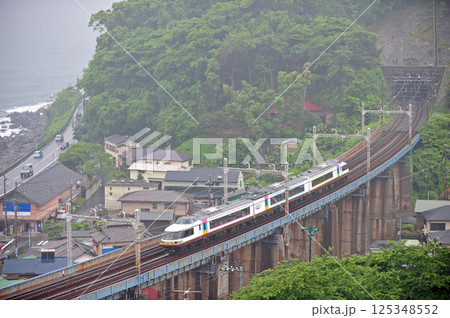 東海道本線　根府川－早川　JR東日本　485系　NO.DO.KA（新潟） 125348552