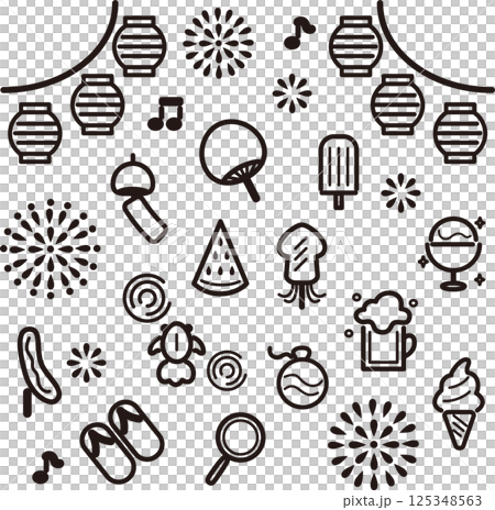 Icon Summer Festival Pictogram Line Line Icon Decoration Illustration Material Set Icon Summer Festival Pictogram Line Line Icon Decoration Illustration Material Set 125348563