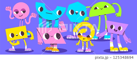 Geometric doodle faces set 125348694