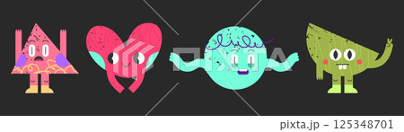 Geometric doodle face emoticons 125348701
