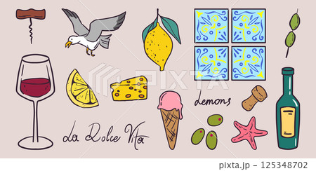 Amalfi coast hand drawn vector illustrations 125348702