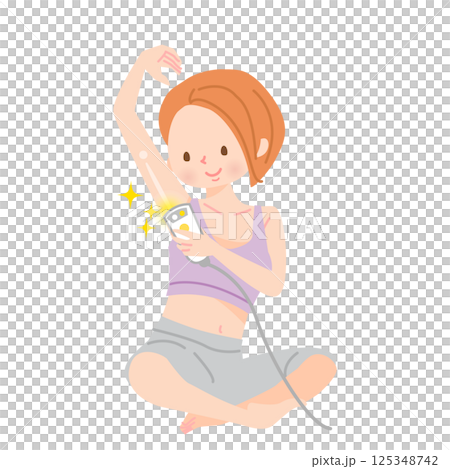 自分で脇毛を脱毛する女性 125348742