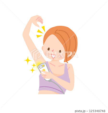 自分で脇毛を脱毛する女性 125348748