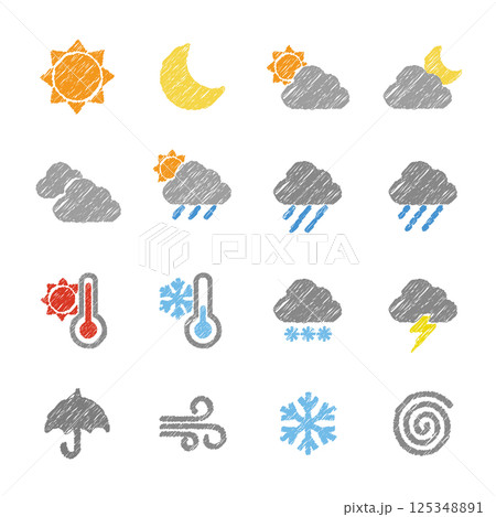 天気のアイコン　手描き風イラスト 125348891