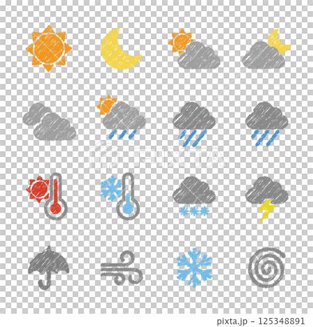 天気のアイコン　手描き風イラスト 125348891