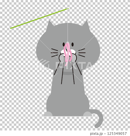 Illustration of a gray cat playing with a toy Illustration of a gray cat playing with a toy 125349057