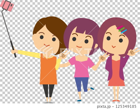 Illustration of a woman taking a selfie with a smartphone Illustration of a woman taking a selfie with a smartphone 125349185